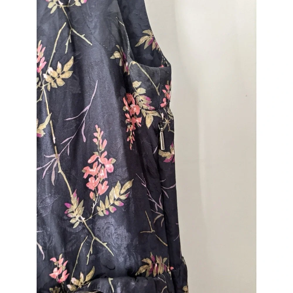 REBECCA TAYLOR Ivie Floral Ruffle Silk Blend Dress In Navy Combo Size 4‎